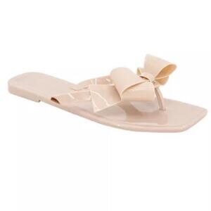 BCBGeneration Beige LIMA Jelly Bow Sandals Flat Flip flop Size 9